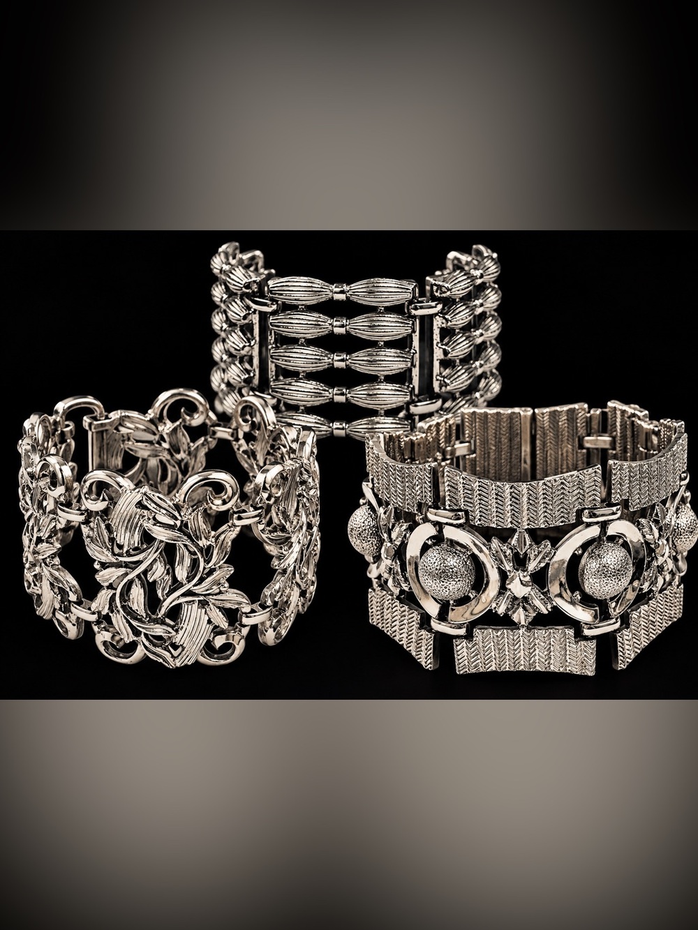 Lot Bracelets Vintage Silver tone Mid Century Coro Style